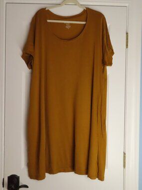 WOOL& Merino Wool Swing Dress Cinnamon Women's Size 3X Autumn Fall Pockets